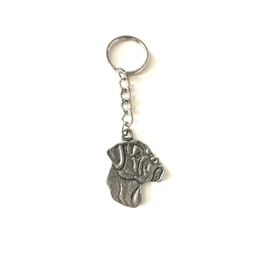 New Handcrafted Pewter Boxer Dog Profile Keychain